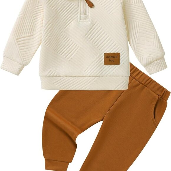 Fall/Winter Toddler Boys' Outfit - Cozy Sweatshirt & Pant Set Age 1-5 Years